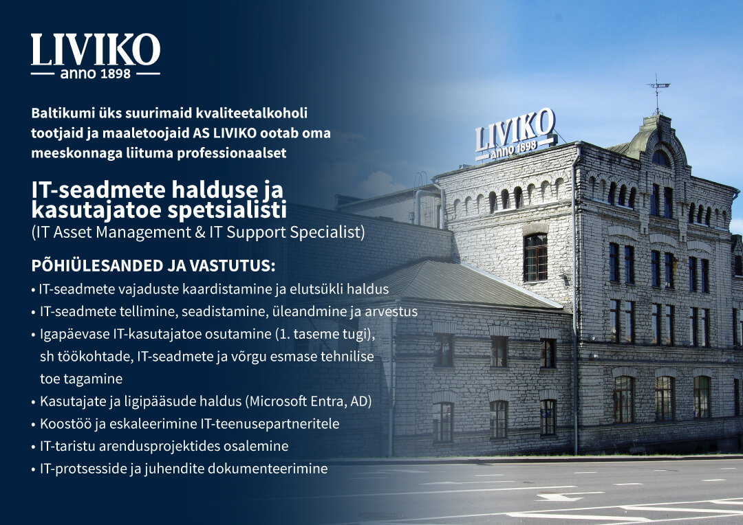 Otsime oma meeskonda IT-seadmete halduse ja kasutajatoe spetsialisti