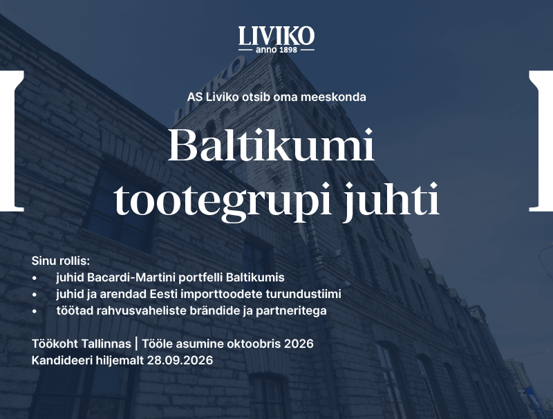 Otsime oma meeskonda Baltikumi tootegrupi juhti