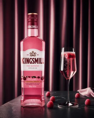Kingsmill Pink Gin is a berry-rich and lightly sweet distilled gin, featuring a full-bodied flavor with notes of ripe and juicy fruits.

Kingsmill Raspberry 75

50 ml Kingsmill Pink Raspberry 
20 ml pear syrup
20 ml lime juice
40 ml sparkling wine

Add ice and all the ingredients, except sparkling wine, into a shaker and
shake it for 15 seconds. Double strain into a wine glass, add champagne, stir gently & garnish with raspberries.

Attention! This is an alcoholic beverage. Alcohol may damage your health.
